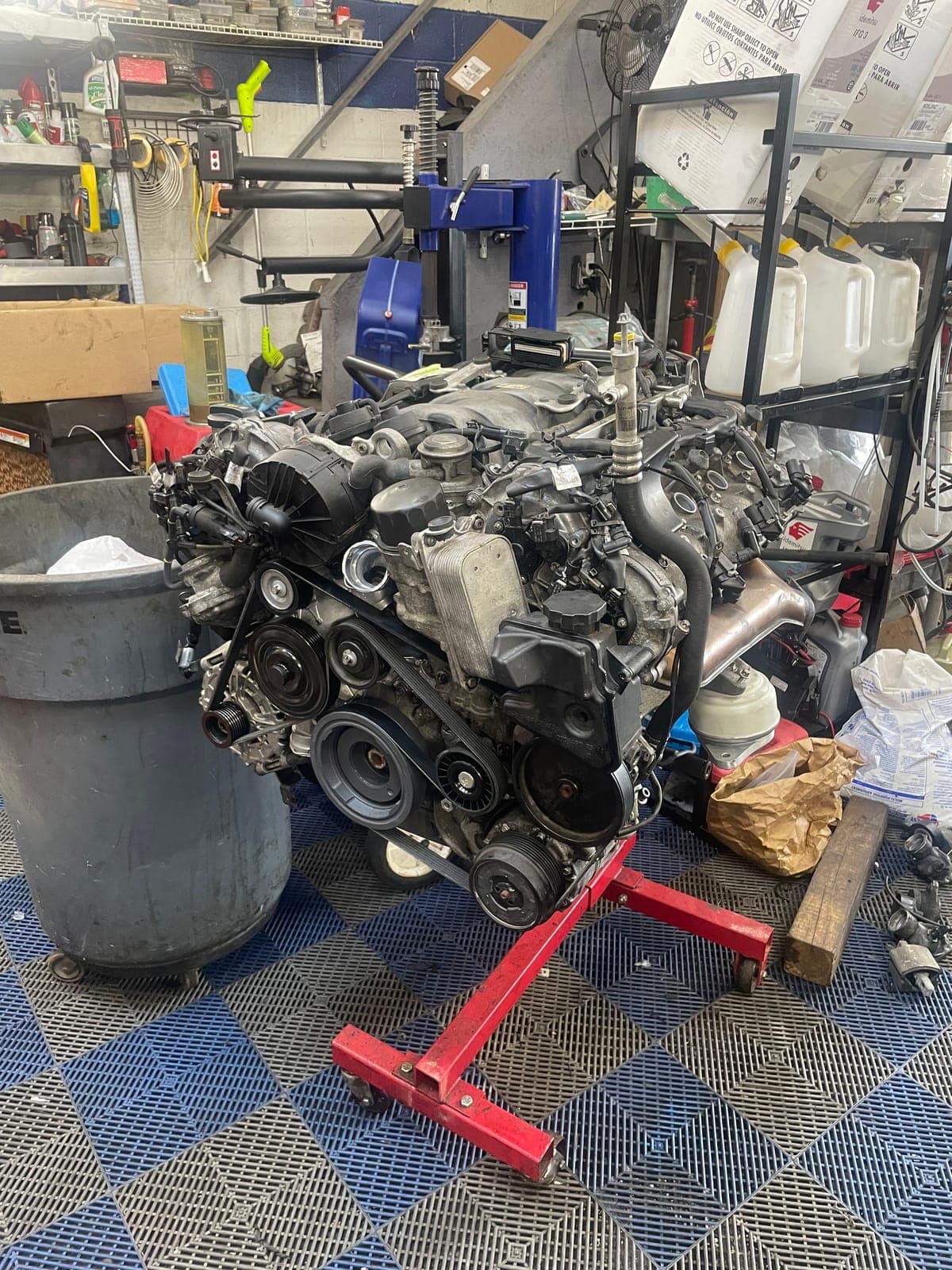 Engine assembly with belt system